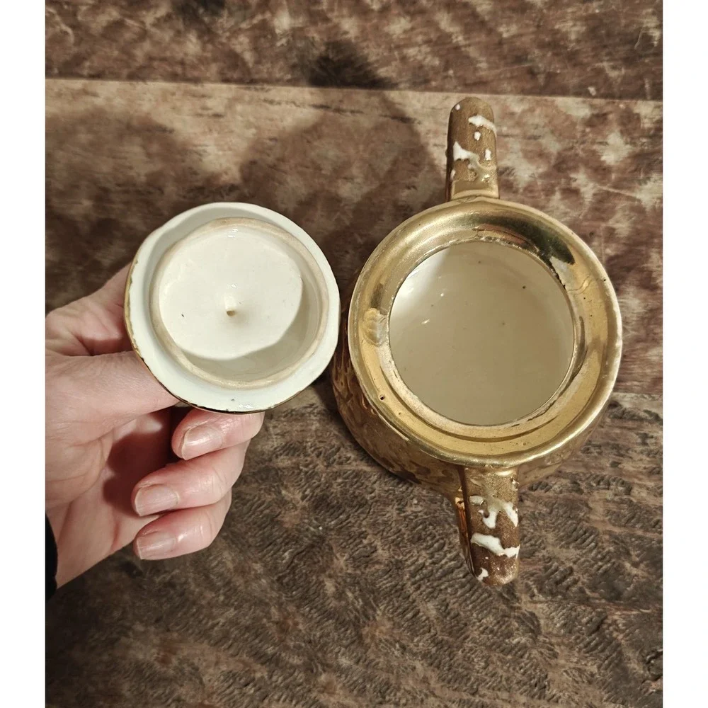 McCoy Pottery 24k Weeping Gold Sugar Bowl & Creamer Set, 1950's MCM